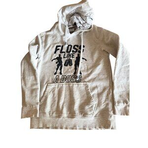 Floss Like A Boss Graphic Hoodie Youth Size 13/14 Gray Cotton Blend By Atlantic